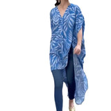Fongt Summer New Fashion Print Niche Irregular Loose Chiffon Shirt Jacket-Outfit