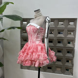 Temperament Chic Fish Bone Waist-Meared Twiggy Girl Dress With The Same Color Pumpkin Anti-Walking