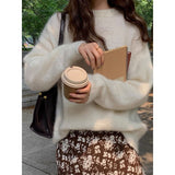 Fongt New Ultra-Soft Special Grade Sheep Velvet Korean Version Of Loose Thin Solid Color Base Round Collar Knitted Sweater