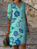 Elegant Floral Print Dress 703-1-Outfit