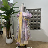 High-End Heavy Industry Holiday Style Tective Dress Large Size Loose Lotus Leaf Side Print Bare Back Sexy