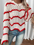 Fongt Yang Autumn New Women's Sweater Wavy Horn Long-Sleeved Knitted Shirt Top