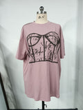 Fongt And Spicy Wind Shoulder Short-Sleeved Letter Printing T-Shirt Girl Spring Small Loose Thin Top Lady