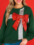 Autumn And Winter Bows Fashion Round-Neck Long-Sleeved Sleeves Spliced Christmas Jacket