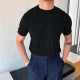 Fongt Summer New Korean Version Of The Knitted Round Neck Short-Sleeved T-Shirt Man Trend T-Shirt Man