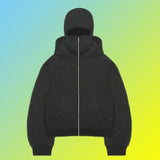 Fongt And Winter Personality Double Hat Design Hoodie Zipper Open Shirt Casual Coat Y2K