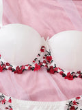 White Patchwork Lingerie Set-Outfit