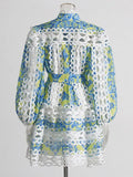 Spring 2025 Small Fashion Temperament Round Tie Collar To Collect Waist Thin Design Lantern Sleeve Short Dress