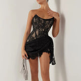 Fongt The Autumn Of 2025, The New Women's Sexy Lace Mesh Is A Word-Smeared And Straight-Up Dress Woman.