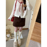Fongt Complete Set Of Autumn Wear 2025 Cute Age Reduction Knitted Skirt Short Skirt Two-Piece Skirt Woman
