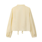Fongt New Fashion Temperament Bow Striped House Silk Lining Long-Sleeved Shirt 1971160