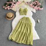 Fongt Reduction Suit Female Summer Outfit 2023 New Sling Jacket Short Style Versatile Big Swing Skirt Sweet Two Sets Of Tide-Outfit