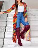Autumn And Winter Women's Wear New Long-Sleeved Printing Long-Style Leisure Long-Style Coat-Outfit