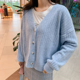 New 2021 Autumn Winter Women's Sweaters V-Neck Buttons Cardigans Casual Fashionable Korean Ladies Knitwears