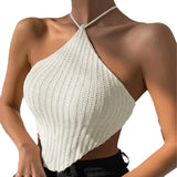 Fongt Neck Knitted Vest Design Sweater Wrapped Blouse
