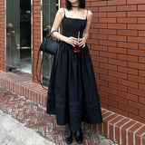 European Station Spring New Women's Wear Woven Split Line Pleated Lace Splicing Sling Lace Dress-Outfit