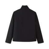 Fongt Winter Women's Fashion With Pure Color Single Buckle Collar Loose Wool Coat