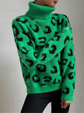 Fongt And Winter New High-Necked Knitted Leopard Sweater