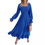 Shooting 2025 Spring And Summer Leisure Side Horn Sleeves Big Swing Lotus Leaf Side Dress Women's
