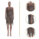 Fongt New Women's Wear Silk Tassel Beach Dress-Outfit
