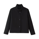Fongt Winter Women's Fashion With Pure Color Single Buckle Collar Loose Wool Coat