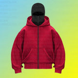 Fongt And Winter Personality Double Hat Design Hoodie Zipper Open Shirt Casual Coat Y2K