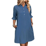 Fongt Women's Summer New Wish Casual Loose Solid Color Dress