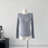 Fongt New Model Knitted Long-Sleeved Women Hot To Sell The Basic Solid Color Bottom T-Shirt