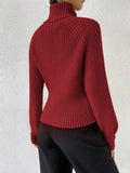 Fongt And Winter New Loose Thin High-Necked Shoulder Sleeve Knitted Sweater Woman
