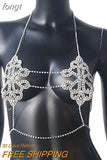 Quality Rhinestone Flower Style Camis Women Sexy Metal Chain Hollow Out Party Crop Tops Summer Nightclub Silver Tank