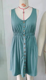 / Summer 2023 Solid Color Sleeveless Button Pocket Round Collar Slit Closed Waist Dress-Outfit