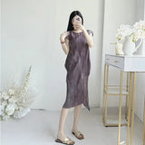 Fongt Three Folded New Dress Casual Style Folded Folded Long Skirt