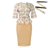 Fongt Women's New Fashion Temperament Splicing Bag OL Pencil Skirt African Dress