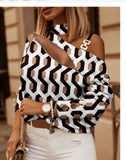 Wise Hot Style Autumn And Winter Long Sleeve Chain Hanging Neck Print Button Decorative Jacket Women-Outfit