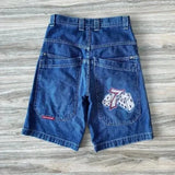 Hip-Hop Street Clothing Y2K Boxing Gloves Graphic Denim Gym Baggy Jeans Shorts-Outfit