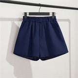 Fongt Suit Shorts Female Black Summer Thin 2024 New Loose High-Waist A-Line Casual Wide-Leg Pants-Outfit
