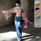 Fongt Autumn And Winter Explosion Of Women's Rainbow Tussel Holiday Style Loose