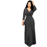 Fongt African Women's Fashion Long-Sleeved Hot 100-Folded Stew Skirt With Belt Bright Powder