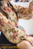 Print Shirts Women Temper Elegant Lantern Sleeve Clothes Camisas Personal Ladies Button Up Chinese Stylish Baggy