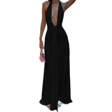 Fongt 2025 New Women's Dress Temperament Fashion Hanging Neck V Neck Sexy Bare Back Dress