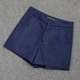 Fongt And Summer Slim Show Thin Shorts Female Blue New 2024 Korean Version Design Sense Casual A Word Wear Wide-Leg Pants-Outfit