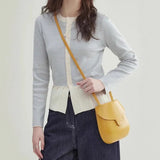 Fongt Striped 100 Folded Hem Knitted Women's Early Spring New Design Sense Of Small Gentle Comfortable Long-Sleeved Top