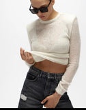 Fongt For Autumn And Winter Short Hollow Knitted Sweater Women Solid Color Leisure Long-Sleeved Top