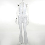 Fongt Hanging Neck Sexy Bosom Hollow Lace Perspective Micro-Rare Conjoined Trousers New Women's