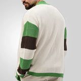 Fongt Men's Knitted Shirt Loose Color Knitted Jacket Thick Knit Sweater Man
