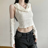 2023 Autumn New Wasteland Street Hottie Sexy Hole-Breaking Empty Shirt Sleeve Top