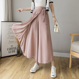 Fongt Women 2025 Early Spring New Korean Pressure Folded Skirt Broad Legs Long Pants