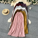 Fongt Sensed With The Frontal Half-Dress Woman 2025 New Light Luxury High-Rise Thin A-Word Bag With A Long Skirt With A Long Tail