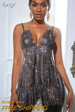 Women New Solid Tassel Sexy Two Piece Set Rhinestone V Neck Sleeveless Halter Backless Top Camis Hollow Out Party Mini