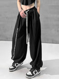 Y2K Sweatpants Women Harajuku Hip Hop Letter Print Black Baggy Sports Pants Streetwear Grey Wide Leg Trousers